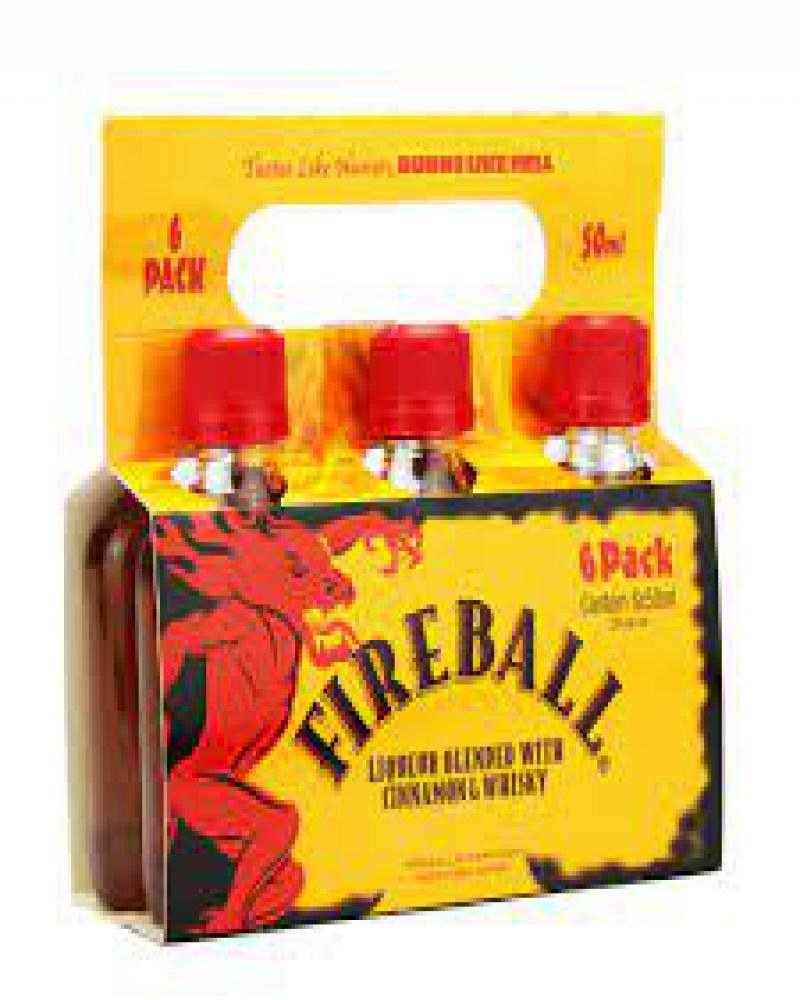 Licor Fireball Mini 6 Unidades Fireball Sabor Canela 50Ml