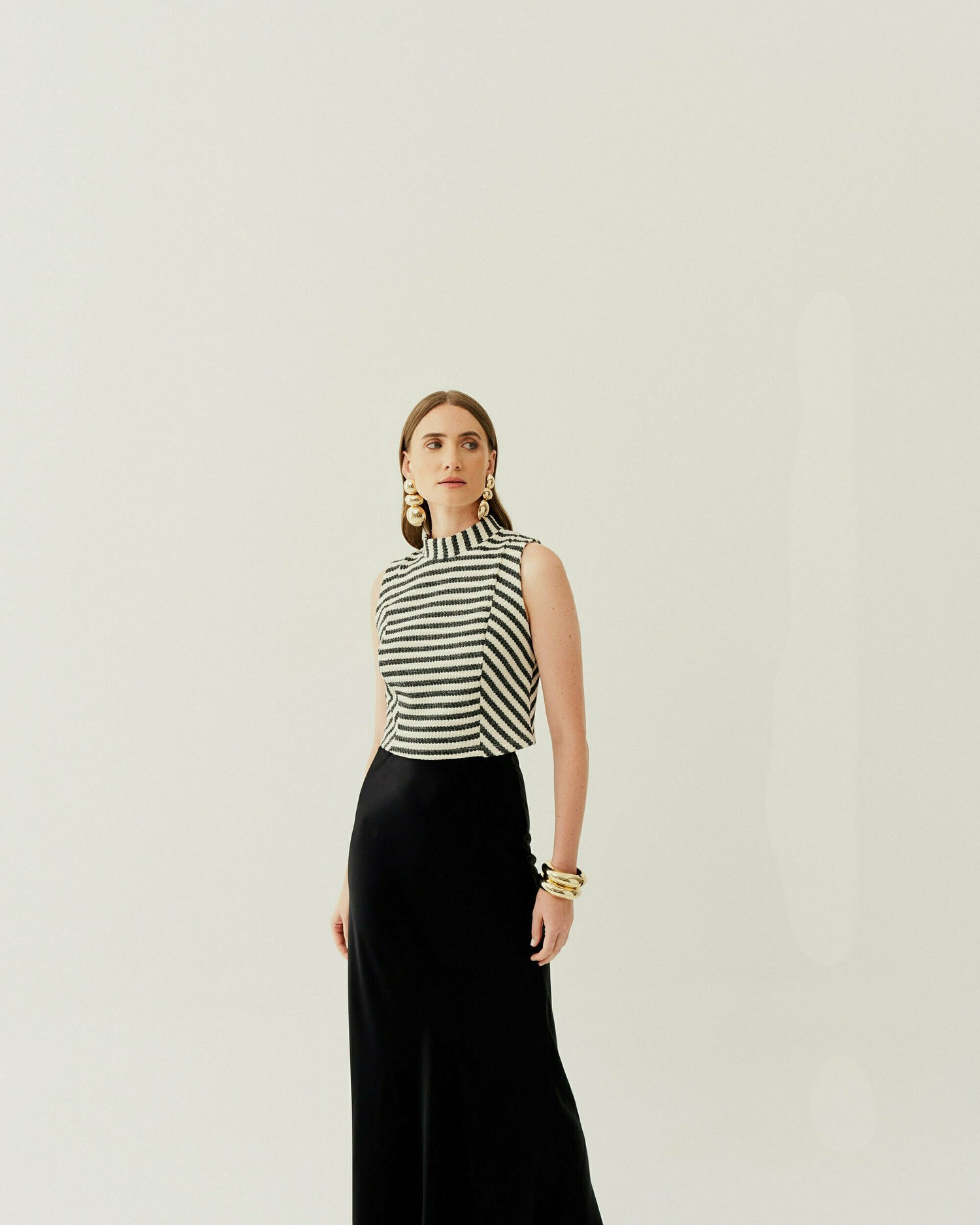 BLUSA CROPPED GOLA ALTA LISTRADO — foto 5