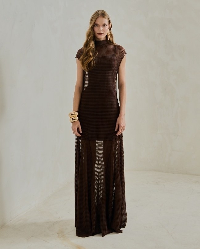 VESTIDO LONGO DE TULE COM PLISSADO — foto 12