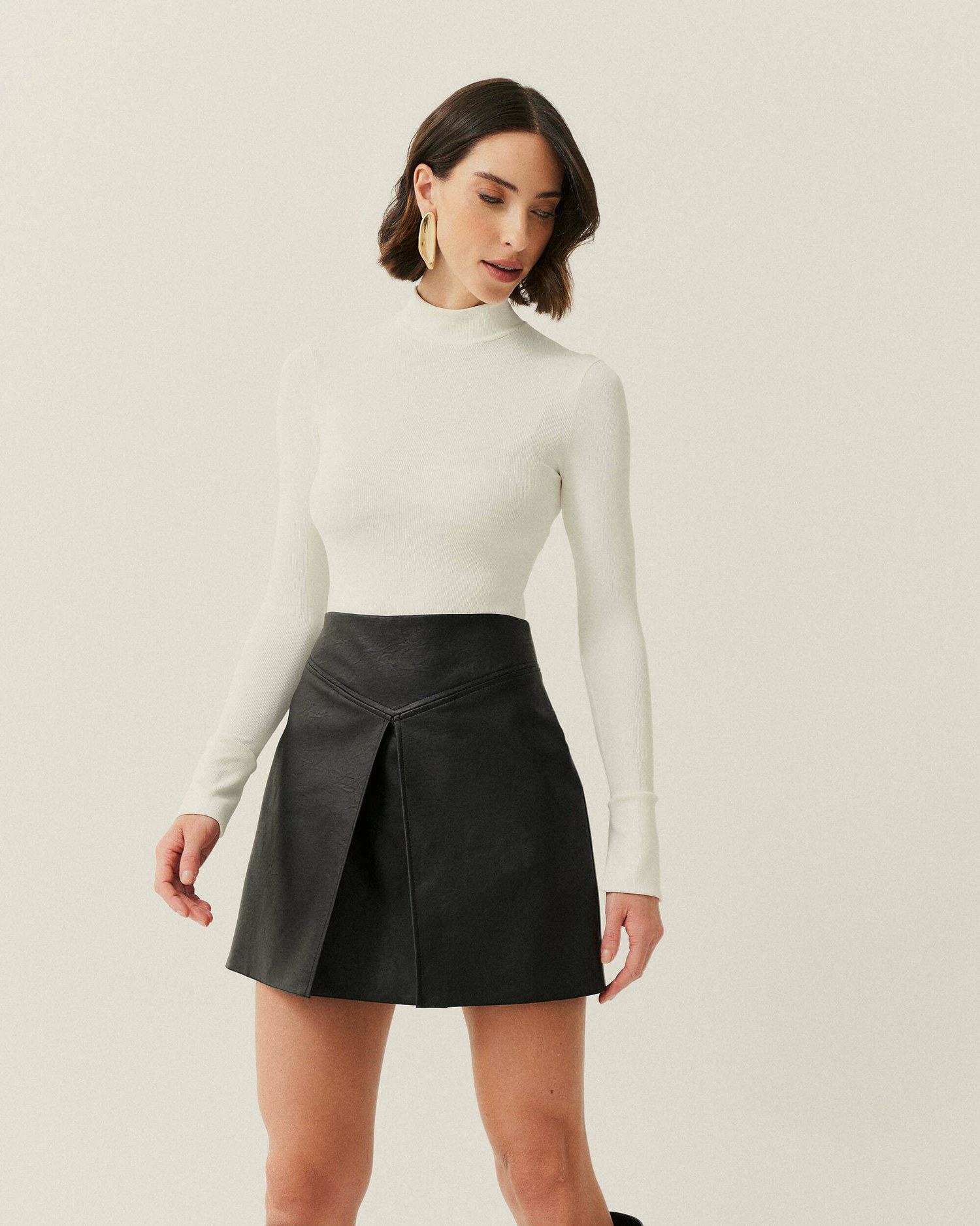 BLUSA MANGA LONGA GOLA ALTA CANELADA — foto 6
