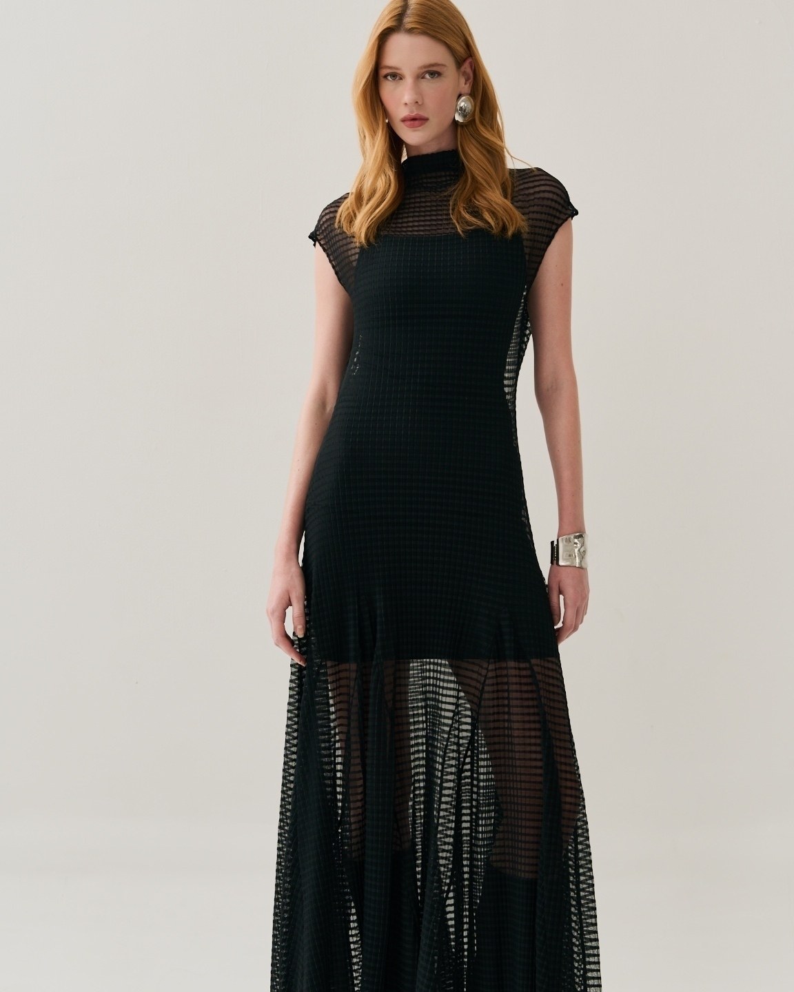 VESTIDO LONGO DE TULE COM PLISSADO — foto 10