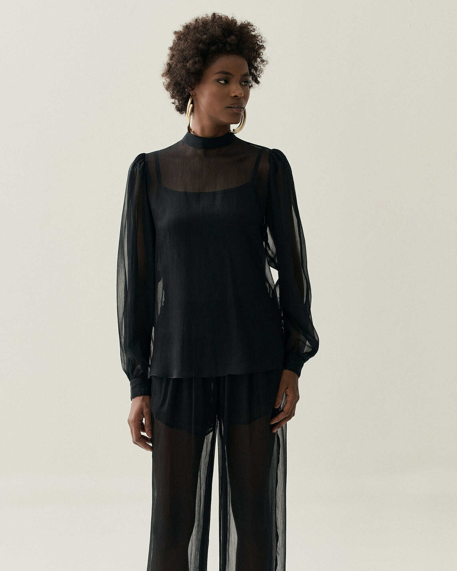BLUSA MANGA LONGA TRANSPASSE E TRANSPARENTE — foto 15