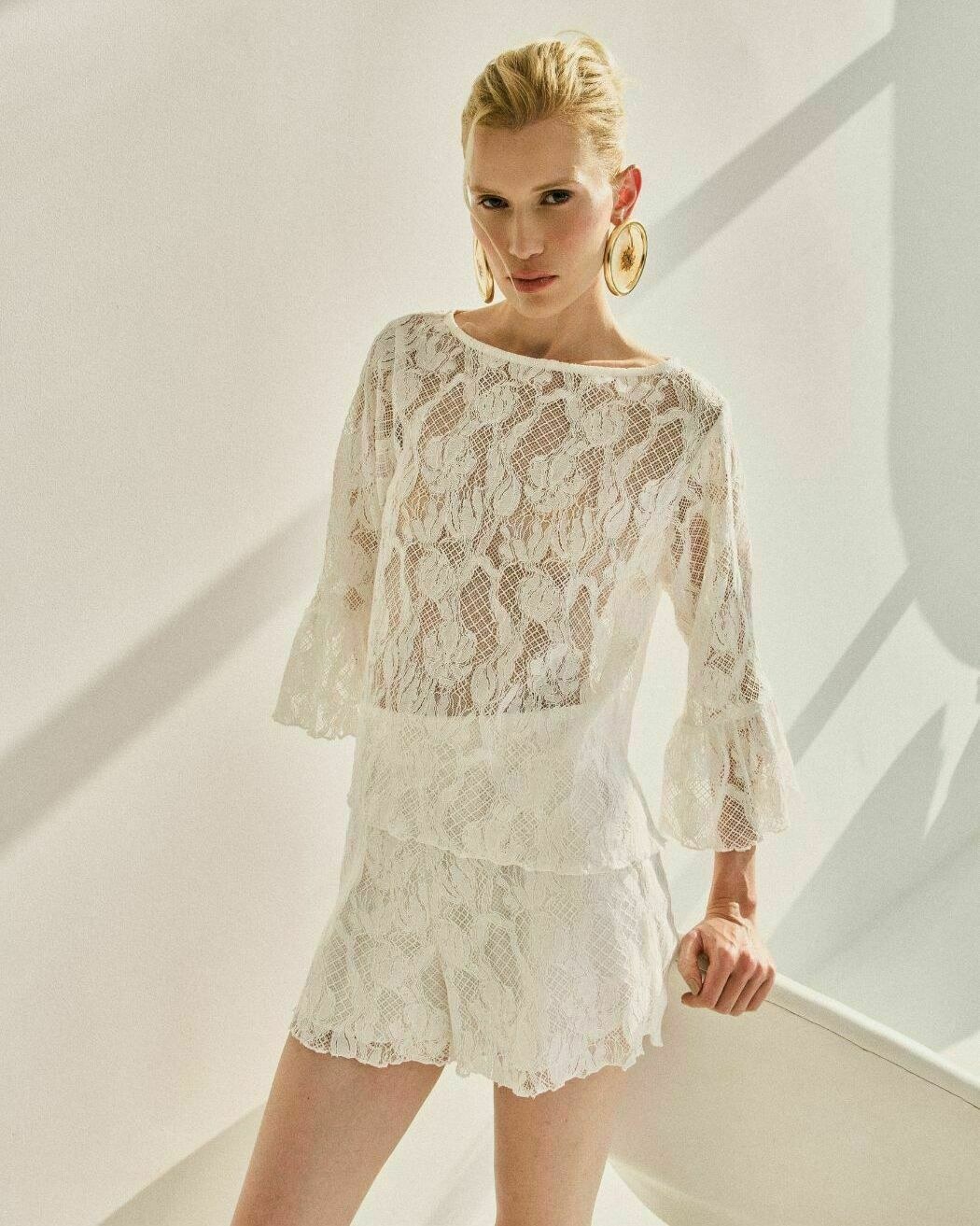 SHORTS DE RENDA FLORAL