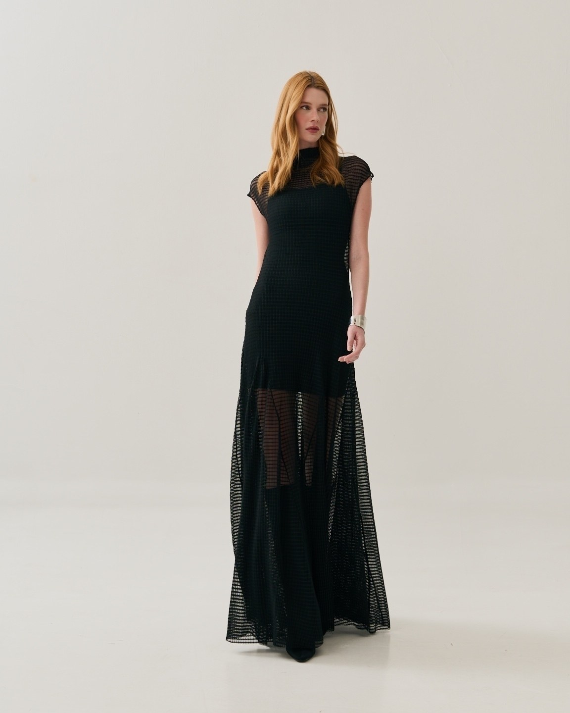VESTIDO LONGO DE TULE COM PLISSADO — foto 8