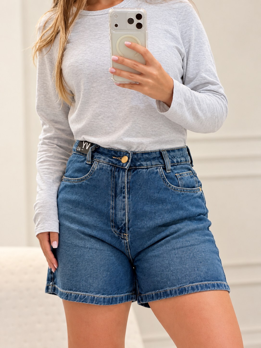 Short Jeans Feminino Mom Cintura Alta Básico Sujinho